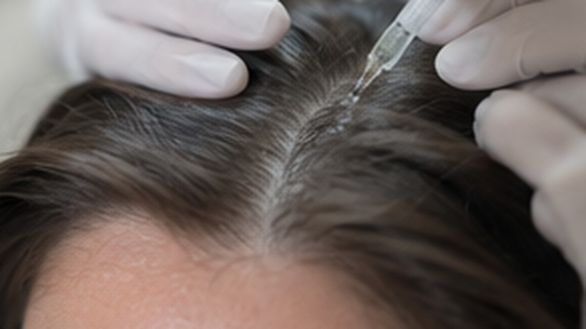 Illustration of liposome hair therapy treatment