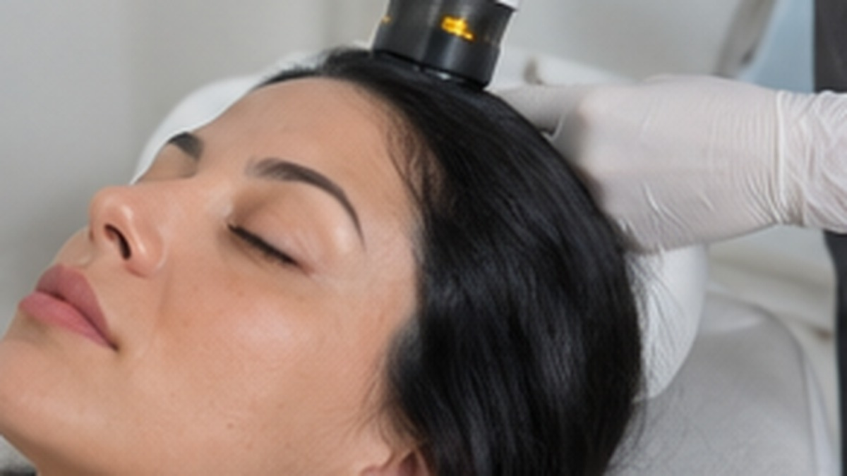 Illustration of ozone scalp therapy treatment